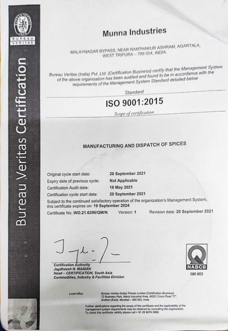 ISO Certificate